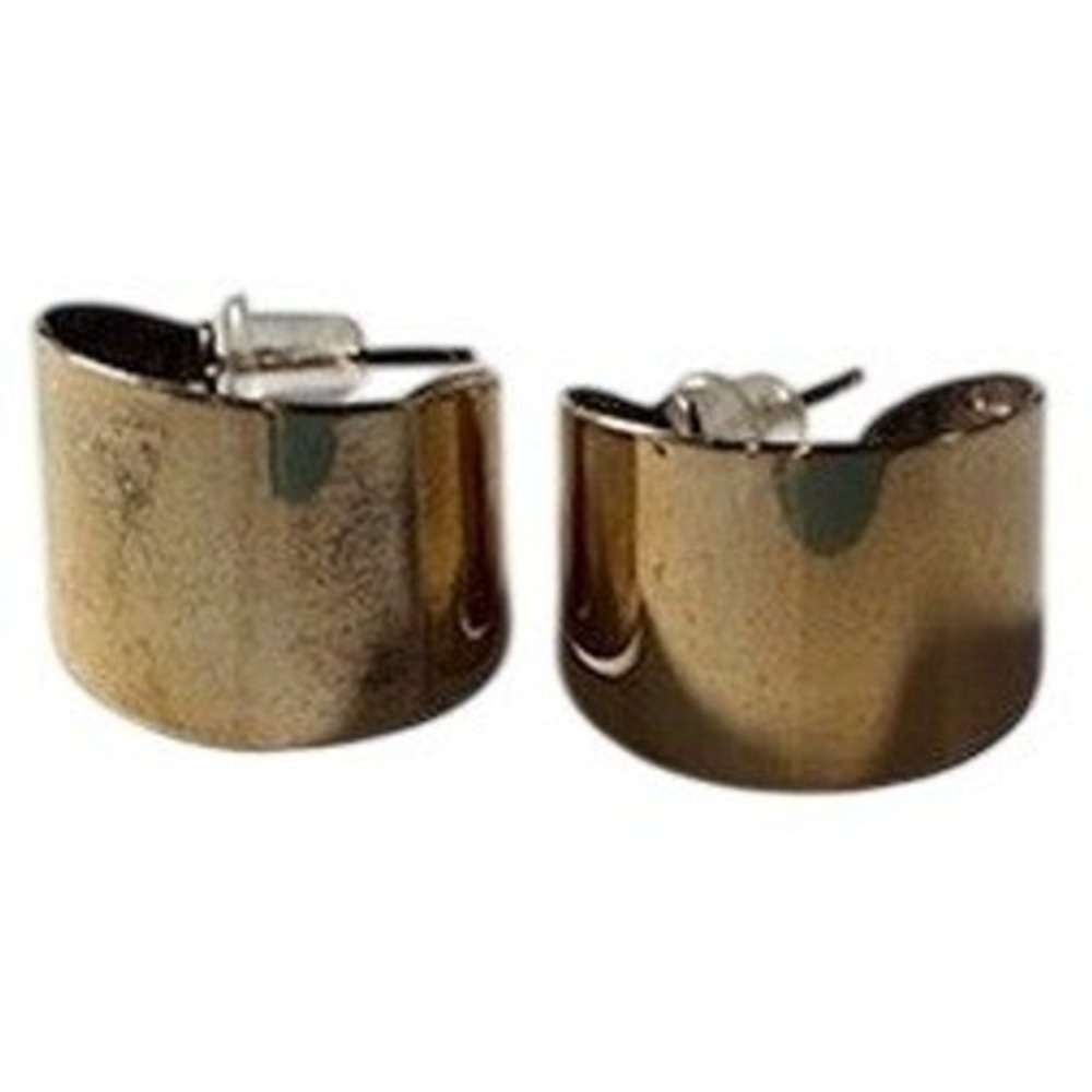 Danecraft Gold Tone Sterling Wide Tapered Chunky Hoop Earrings Minimalist Modern
